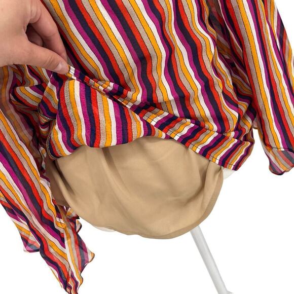 Trina‎ Turk Blouse Pagoda Stripe Multicolor Women’s Top XS - Picture 6 of 9